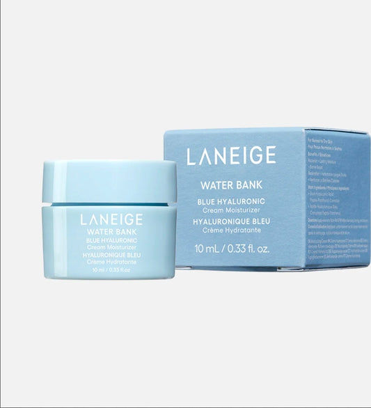 Laneige Water Bank Blue Hyaluronic Cream Moisturizer with packaging on a white background