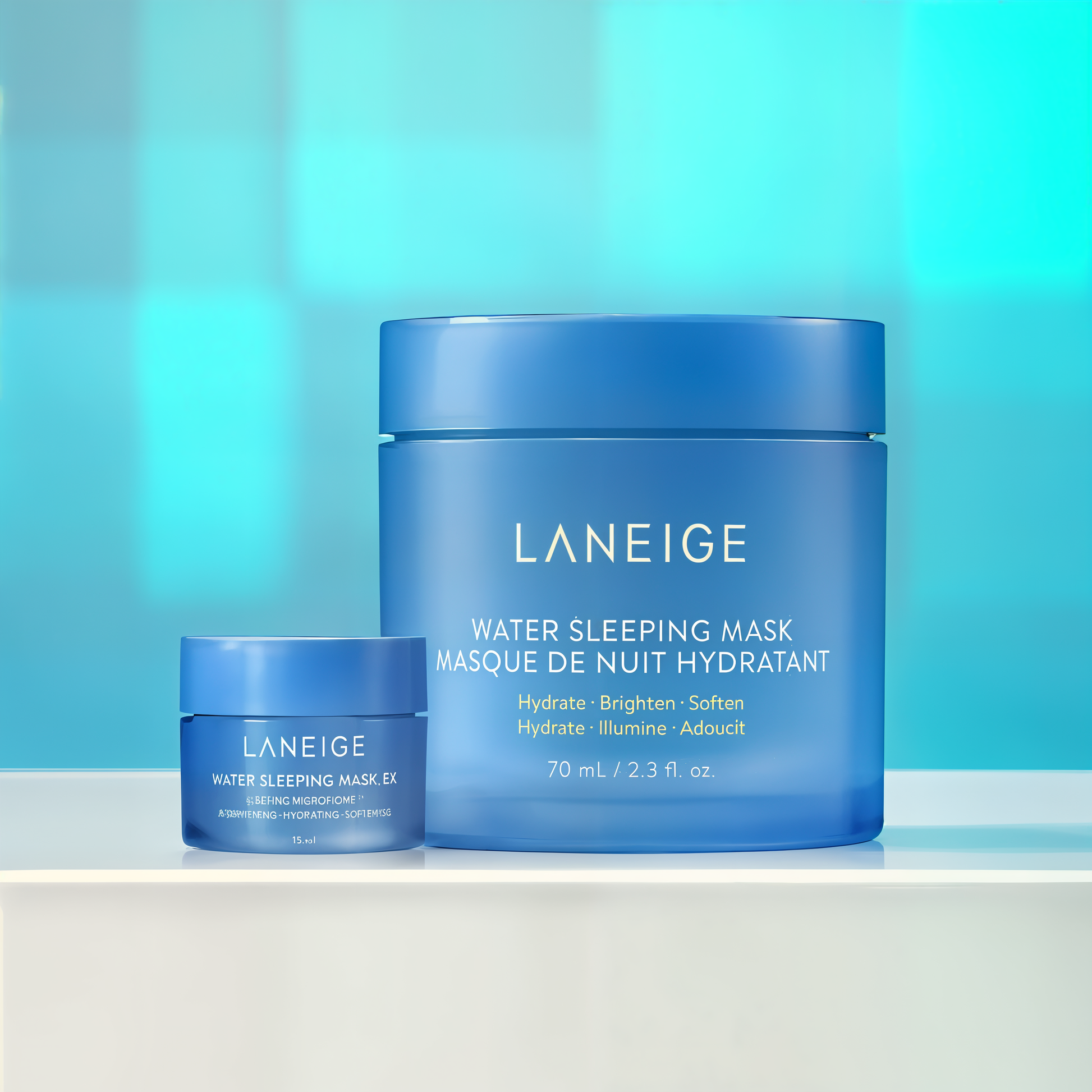 Laneige water sleeping mask on a gradient blue background