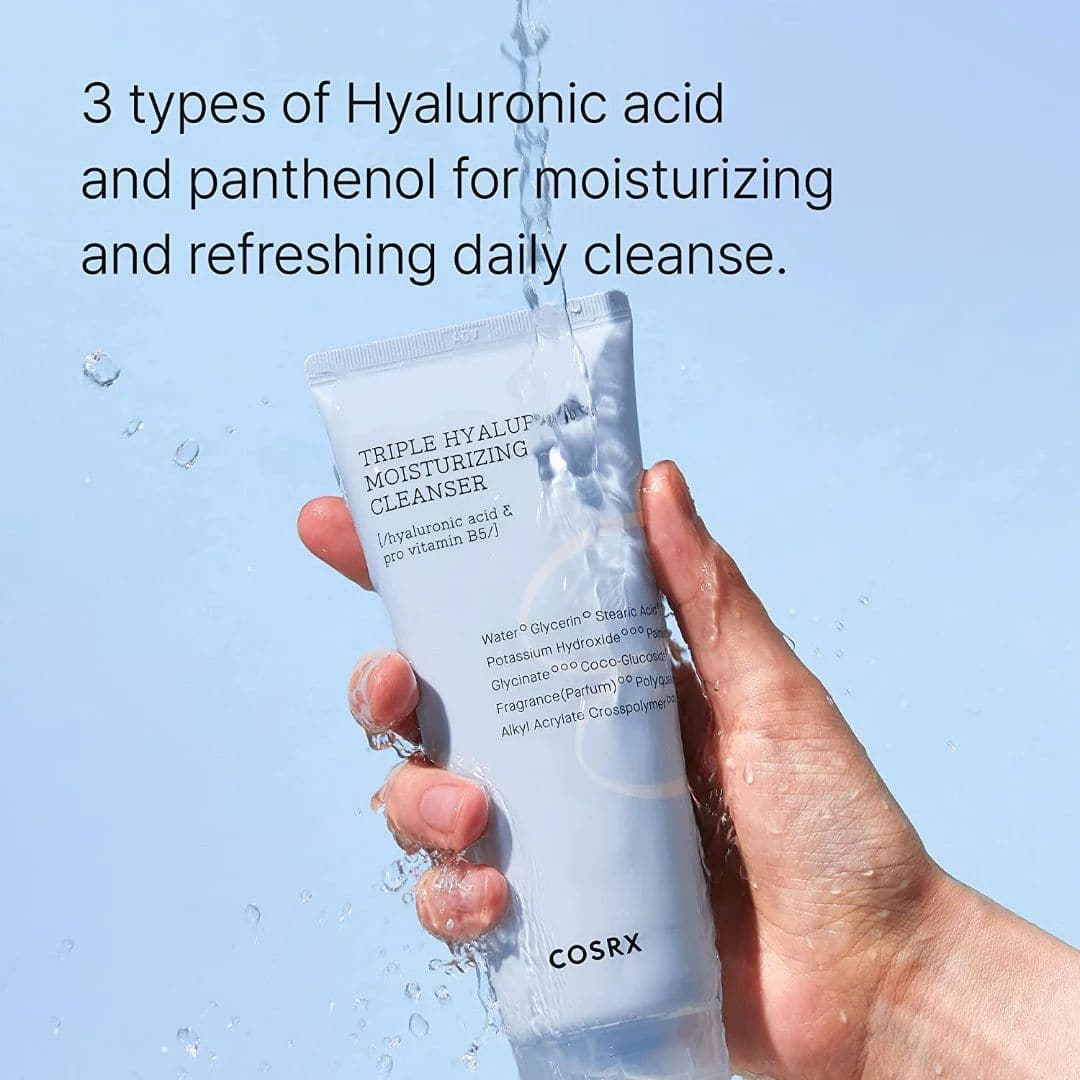 Cosrx Triple Hyaluronic Moisturizing Cleanser showing key facts 