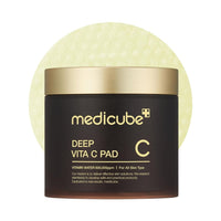 Medicube Deep Vita C Pad with gold lid on a white background