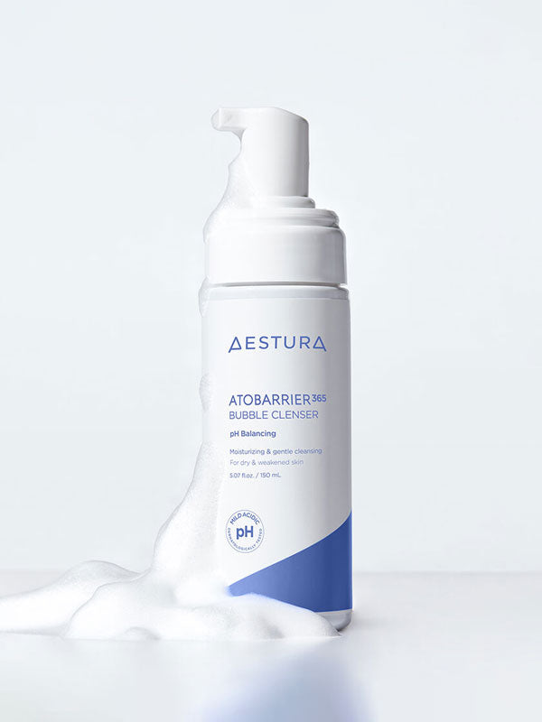 Aestura Atobarrier 365 Bubble Cleanser bottle on a white background