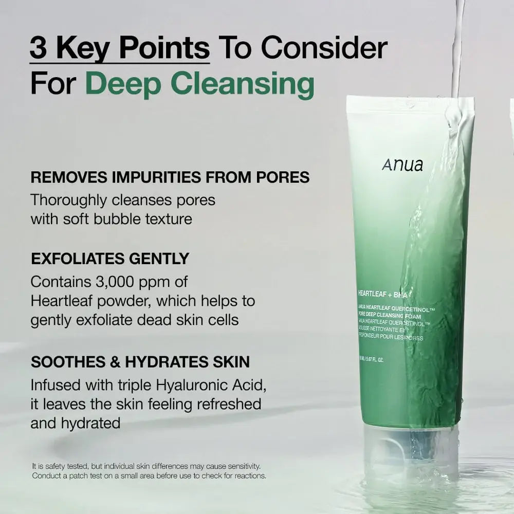 Anua Heartleaf Quercetinol Pore Deep Cleansing Foam key points