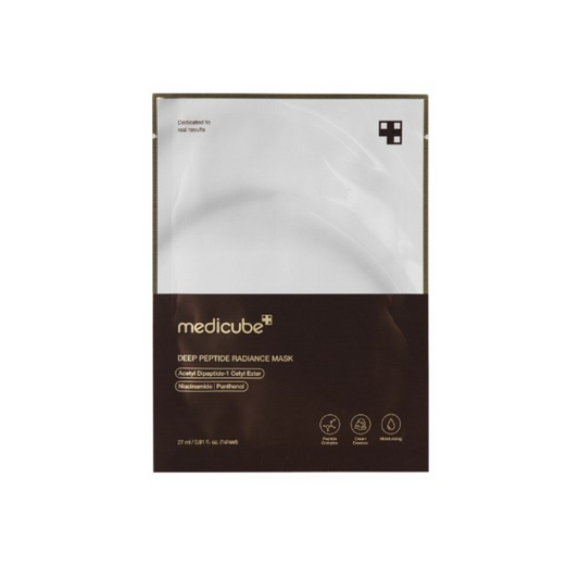 Medicube deep peptide radiance mask packaging on a white background